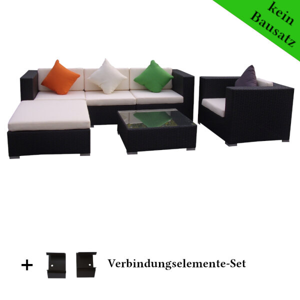 Poly Rattan Gartenmöbel Florida schwarz Alu Garnitur Lounge Garten Sitzgruppe Gartenset