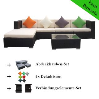 Poly Rattan Gartenmöbel Capetown schwarz Alu Garnitur Lounge Garten Sitzgruppe Gartenset