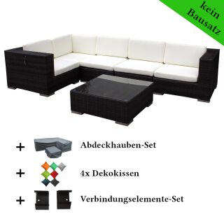Poly Rattan Gartenmöbel North Carolina schwarz Garten Möbel Set Lounge Gartenlounge Sitzgruppe Garnitur