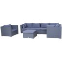 Poly Rattan Gartenmöbel Memphis anthrazit Hocker Garten Möbel Set Lounge Gartenlounge Sitzgruppe Garnitur