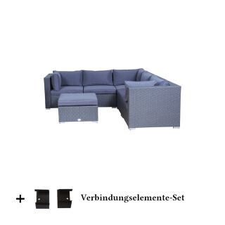 Poly Rattan Gartenmöbel Palma anthrazit Hocker Alu Garnitur Lounge Garten Sitzgruppe Gartenset