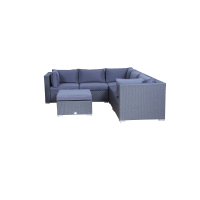 Poly Rattan Gartenmöbel Palma anthrazit Hocker Alu...