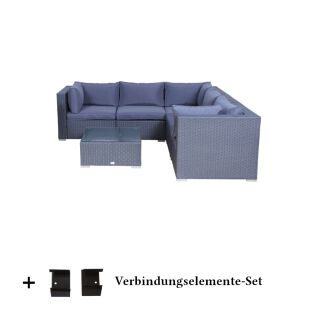 Poly Rattan Gartenmöbel Palma anthrazit Tisch Alu Garnitur Lounge Garten Sitzgruppe Gartenset