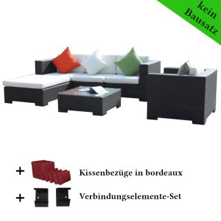 Poly Rattan Gartenmöbel Georgia schwarz Alu Garnitur Lounge Garten Sitzgruppe Gartenset