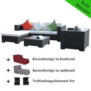 Poly Rattan Gartenmöbel Georgia schwarz Alu Garnitur Lounge Garten Sitzgruppe Gartenset