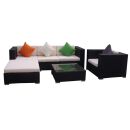 Poly Rattan Gartenmöbel Florida schwarz Alu Garnitur Lounge Garten Sitzgruppe Gartenset