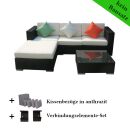 Poly Rattan Gartenmöbel Houston schwarz Alu Garnitur...