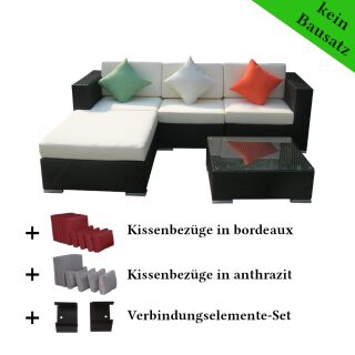 Poly Rattan Gartenmöbel Houston schwarz Alu Garnitur Lounge Garten Sitzgruppe Gartenset