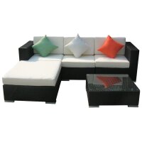 Poly Rattan Gartenmöbel Houston schwarz Alu Garnitur Lounge Garten Sitzgruppe Gartenset