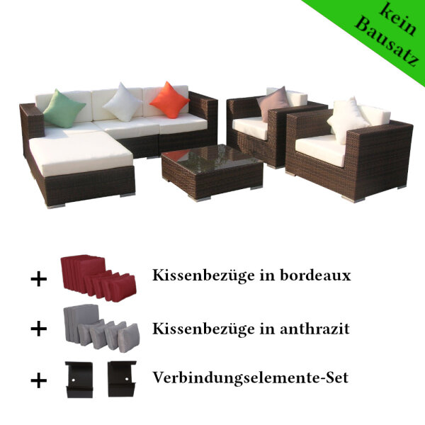 Poly Rattan Gartenmöbel South Carolina schwarz Alu Garnitur Lounge Garten Sitzgruppe Gartenset
