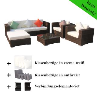 Poly Rattan Gartenmöbel South Carolina schwarz Alu Garnitur Lounge Garten Sitzgruppe Gartenset