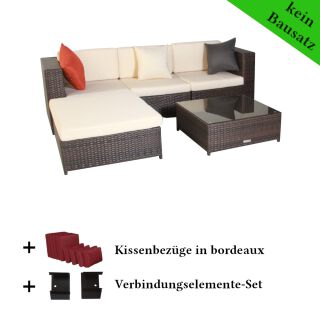 Poly Rattan Gartenmöbel Barcelona mix-braun Garten Möbel Set Lounge Gartenlounge Sitzgruppe Garnitur