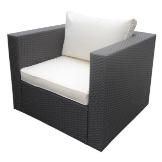 Poly Rattan Gartenmöbel Sessel NJ schwarz Alu Garnitur Lounge Garten Sitzgruppe Gartenset