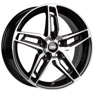 16 Zoll Alufelge DBV 5DS 005 6,5x16 5/100 ET45 schwarz glänzend, front poliert Felge
