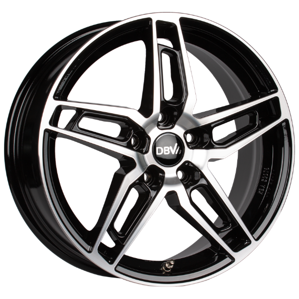 16 Zoll Alufelge DBV 5DS 005 6,5x16 5/112 ET48 schwarz glänzend, front poliert Felge