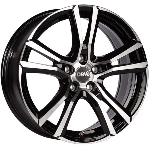 18 Zoll Alufelge DBV ANDORRA 8,0x18 5/112 ET30 schwarz glänzend, front poliert Felge
