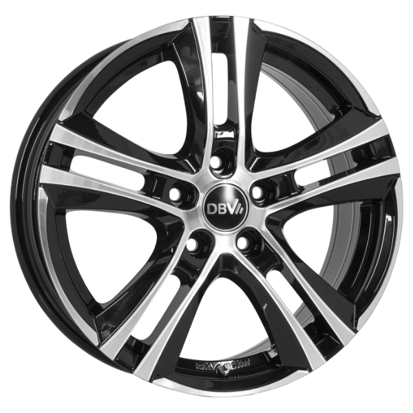 17 Zoll Alufelge DBV ANDORRA II 7,0x17 5/114,3 ET40 schwarz glänzend, front poliert Felge
