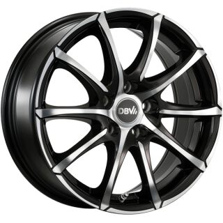 16 Zoll Alufelge DBV TROPEZ 6,5x16 5/108 ET44 schwarz glänzend, front poliert Felge