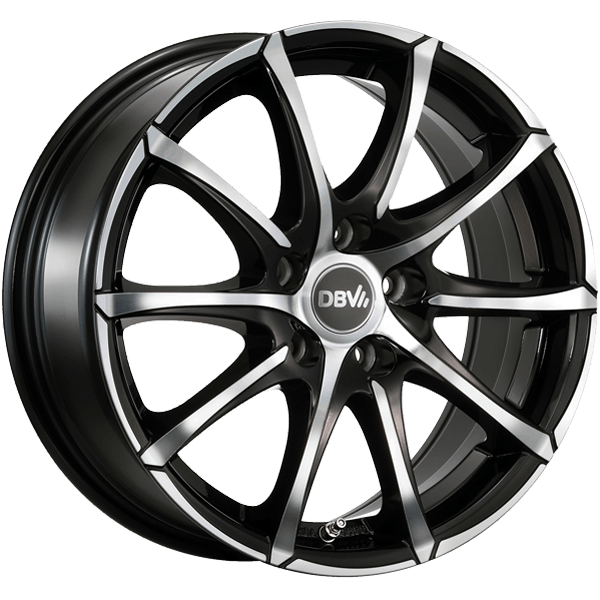 16 Zoll Alufelge DBV TROPEZ 6,5x16 5/108 ET44 schwarz glänzend, front poliert Felge