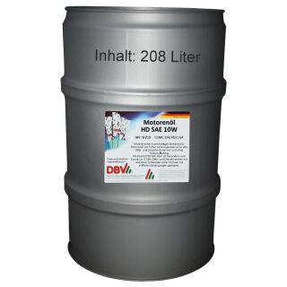 Motor oil HD SAE 10W 208 liter barrel