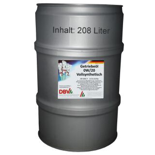DBV 0W/20 vollsynthetisches Motorenöl 208-Liter-Fass